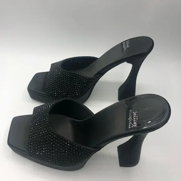Jeffrey Campbell HollywoodJ Rhinestone Platform Square Toe Mule Black US 8 - Picture 10 of 11